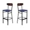 Flash Furniture Blue Vinyl Barstool with Walnut Wood Back, 2PK 2-XU-DG6V6BLV-WAL-GG - alternate 2